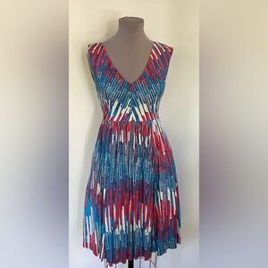 Tracy Reese vintage Turq/Red 50’s Feel Printed Dress